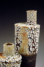 16. Assembled bottles with reticulated glaze.