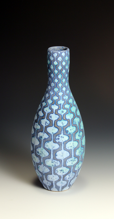 Blue Bottle Form with Grid Pattern