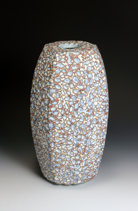 Yellow, Red, Black & White Facetted Ground Vessel