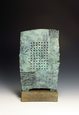 1. Ancient Object 2, green bronze on stone base. Unique