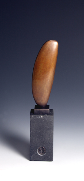 Bronze sail form on stone base edition 25. 14cm high inc base