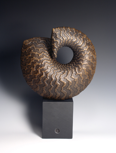 Bronze Shell form on stone base, edition of 9, 42cm high inc base