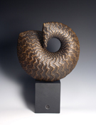 21. Bronze Shell form on stone base edition of 9. 42cm high inc base