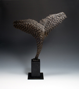 129. Winged Form, Bronze on Stone Base, 60cm high
