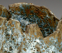 48. Handbuilt volcanic teabowl.  8cm H x 10cm W.