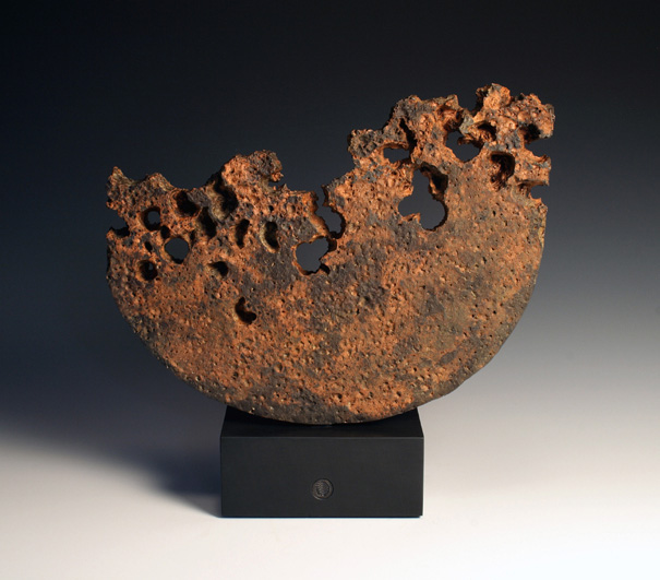 Rising Sun, cast iron on slate base, one off, 34cm h